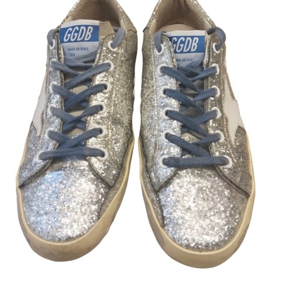 Golden Goose Superstar Blue Lace Silver Glitter Sneakers - Picture 3 of 10